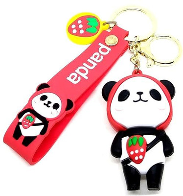 Funfob Panda Keychain With Hook & Straps Key Chains (panda red with fruits) Key Chain