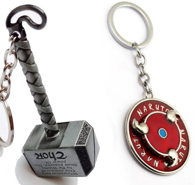 Jainsburys Combo of Thor hammer & Naruto Rotating keychain Key Chain