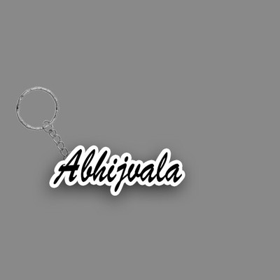 SY Gifts SYG Abhijvala Name Keychain White And Black Key Chain