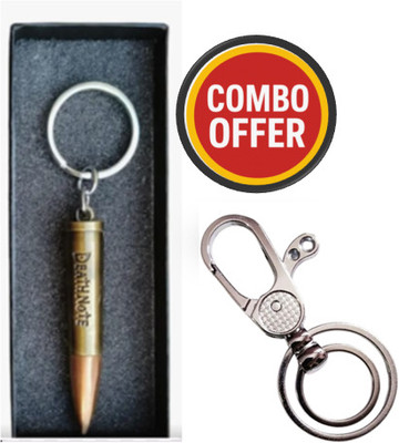 Namah Death Note Engraved Bullet Keychain & Premium Hook Combo | Stylish Metal Keyring Key Chain