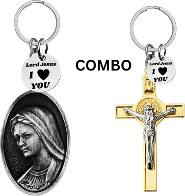 The Men Gift Double-Sided Saint Michael Keychain– Jesus cross keyring for Car Bike Com643-673 Key Chain