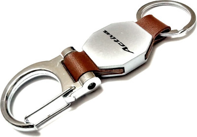 Blue Aura Premium Leather Metal Hook Locking Keychain for ACTIVA SCOOTER Key Chain