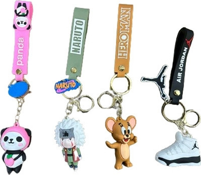FunkyMart Cute & Durable: Cartoon Character Silicone Keyring - Your Daily Companion! Key Chain