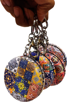 SMILEYTOYS Keyring Print Pocket Mirror Compact Makeup Mirror Portable Mirrors Key Chain