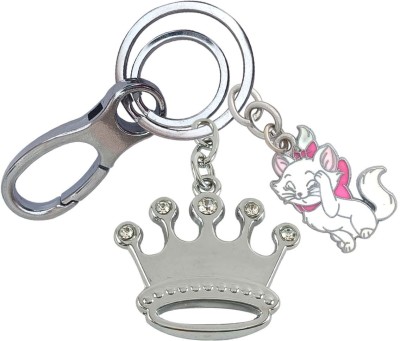 HANDSOME ISK Diamond Princess Crown with Mini Cat Locking Lock Key Chain