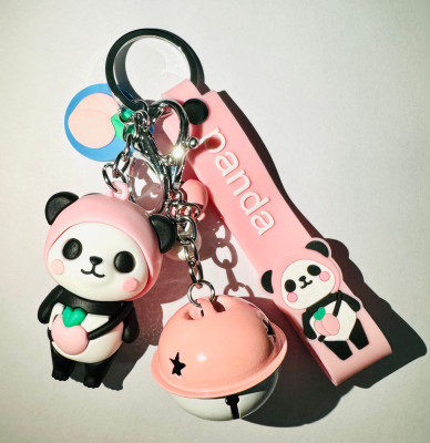 SRG Cute Pink Panda Keychain & Keyring with cute bell Key Chain