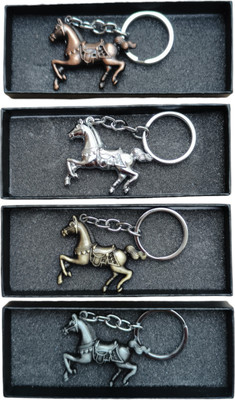 MYV Combo Of 3D Running Horse Metal Keychain (Pack Of 4) Key Chain