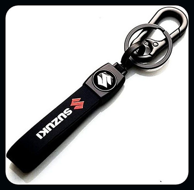 GSV Suzuki Black Leather Key Chain COMPATIBLE With &Scooter (SUZUKI)_J478 Key Chain
