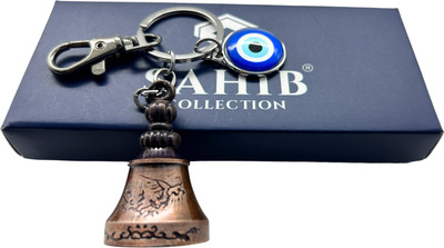 Sahib Collection Tibetan Bell Keychain Temple Bell Keychain Evil Eye Black Hook Copper Pack1 Key Chain