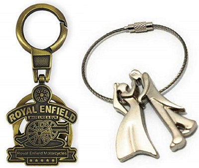 kd collections KD-528-Dancing Wired Couple Keychain & Royal Enfield Bullet Bike Hook Keychain Key Chain