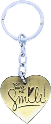BIPS ENTERPRISES Gold Heart Love Keychain Keyring Metal | Couple Keychains Keychain for Bike Key Chain