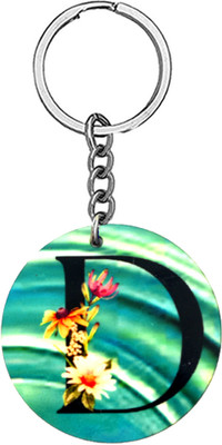 AFH Alphabet Flower D Intial New Gen Love Charm Green Gift Keychain for Men,Women Key Chain