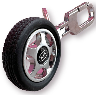 NSV KIA Rotating Tyre Logo Keychain | Rotating Wheel KIA Logo Car Keychain Key Chain