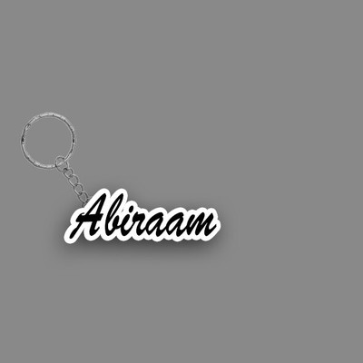 SY Gifts SYG Abiraam Name Keychain White And Black Key Chain