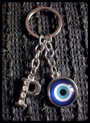Meeko.com P Letter With Evil Eye Key Chain 4p Premium Key Chain