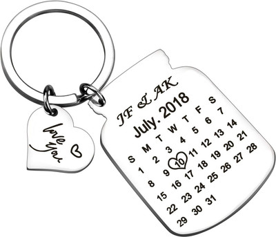 Myurawells Calendar Date Engraved Keyring & Keychain Memorial Wedding Gift (Bottle Silver) Key Chain