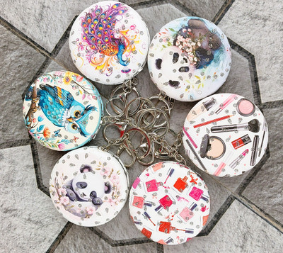 Nishify Mirror with keychain Print Pocket Mirror Compact Makeup Portable Mirrors Key Chain