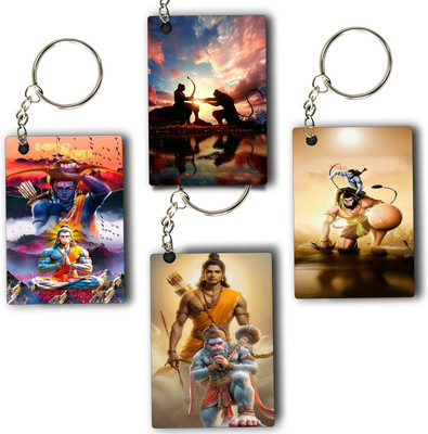 ASvik Creation Hanuman KC-010 Premium Printed Keychain (Pack of 4) For Bike, Scooty, Car, Bag Key Chain