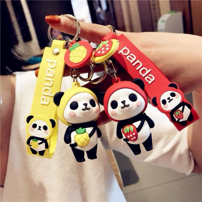 SHRI JI Cute 3D Silicone Panda Keyring with Charm Set of 2 Key Chain
