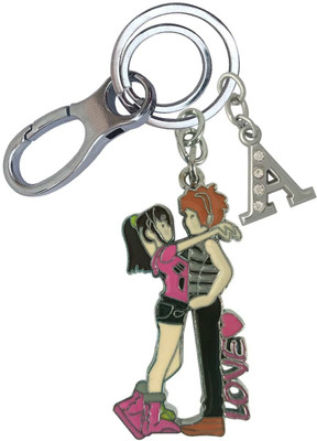 SHOKY LOOKS Multicolor Romantic Couple Love With Stylish A Letter Locking Lock Key Chain