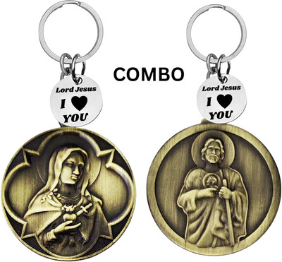The Men Gift Lord Jesus Keychain Combo– Sacred Heart Religious Keyring Set ShivkeyCom627-630 Key Chain