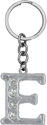 AFH Initial Alphabet Letter E Silver Keychain for Men and Women Key Chain