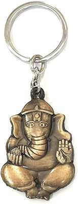 Augen Ganpati 2 Bronze Stainless Steel Key Ring Anti-Rust (Pack Of 1) Metal Key Chain