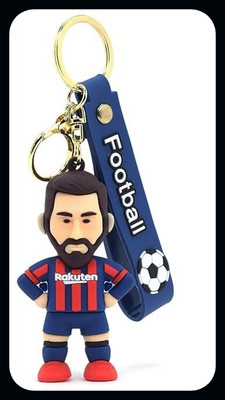 gtrp Keychain-Blue Red Messi Stand 3D Rubber With Long Ribbon Key Chain