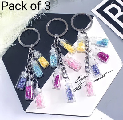 mr sales Five Cute Multicolour Bottle Shaped Keychain,Pack of 3 Key Chain