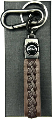 FLAMBE New kia car Brown Cross Design Belt Keychain Key Chain