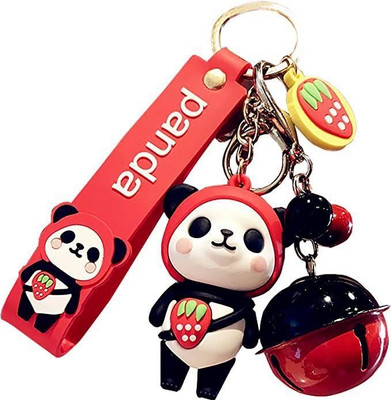 SHRI JI Cute Panda Keychain with a Big BELL Red Key Chain