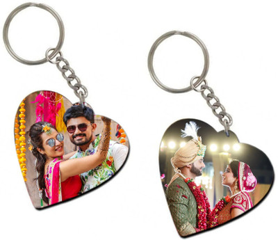 THE HATKE STORE Premium Custom Couple Photo Keychain Heart Shape For Birthday Love P4 Key Chain