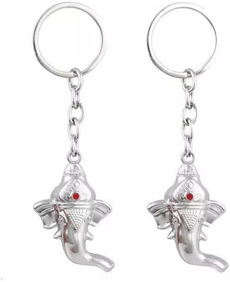 Virom Ganesha Ganpati Ekdant Ganesh Ji Keychain For Car Bike Home Office Keys Metal Key Chain