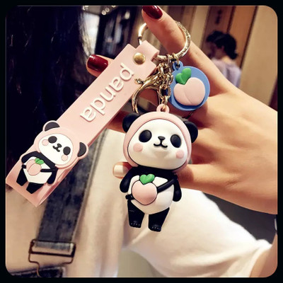 gtrp Keychain-Cute 3D Panda With Charm (Pink) Key Chain