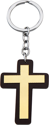 BLESSINGS Cross Acrylic Brown & Gold Key Chain