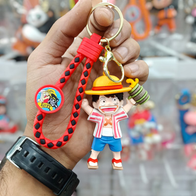 Tiny Tim Cute Anime Monkey D Luffy Silicone 3D Keychain with Charm Hook Keyring Key Chain