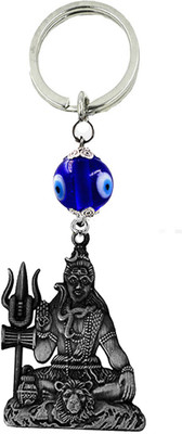 AFH Lord Shiva Mahadev Evil Eye Religious Grey Gifting Keychain for Men and Women Key Chain