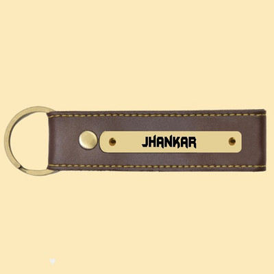 SY Gifts Jhankar Name Brown Artificial Leather Keychain Key Chain