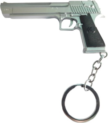 VASUSS Revolver Pistol Machine Gun Real look with Rexine Cover. Car, Bike Metal Keyring Key Chain