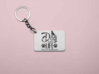 DOGAR ESSENTIALS Dog life text in black-Printed Acrylic Keychain (Pack Of 2) Key Chain