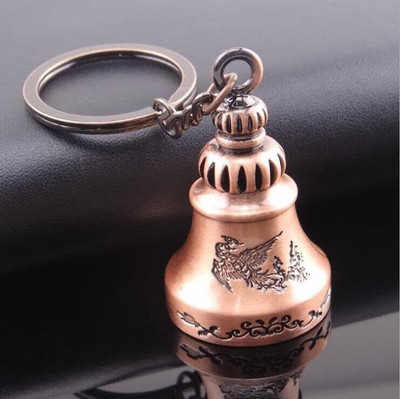 SUC Guardian Bell, Tibetan Metal Keychain, Temple Bell for Car, Bike Key Chain