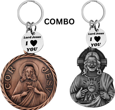 M Men Style Lord Jesus Keychain Combo– Sacred Heart Religious Keyring Set SkeyCom623-634 Key Chain
