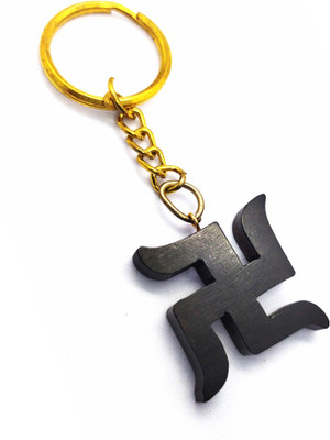 Sanwariya Handicraft Original Karungali Swastik KeyChain | Ebony wood Swastik KeyChain Key Chain