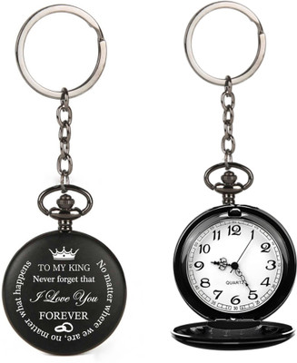 Classic Quirk Gandhi Style To My King Engraved For Gifting on Valentine Day Pocket Watch Key Chain