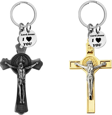 The Men Gift Jesus cross & Gold Crucifix Keyring Set ShivkeyCom664-673 Key Chain