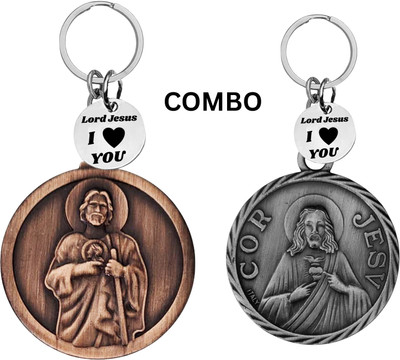 The Men Style Lord Jesus Keychain Combo– Sacred Heart Religious Keyring Set ShivkeyCom629-625 Key Chain