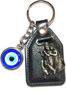 Meeko.com evil eye and radha krishna leather key chain AS_SO_RT_ED single piece RD-121 Key Chain