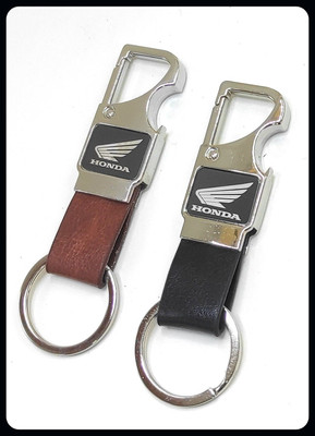 Jainzon 2 pcs Set of Leather Metal Opner Keychain for Honda Bike_x230 Key Chain