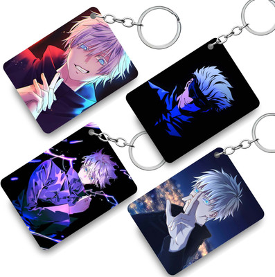 kart-in Premium (Pack of 4) SatoruGojo Anime Printed Keychain For Car, Scooty, Bike Key Chain