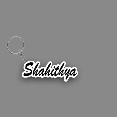 SY Gifts SYG Shahithya Name Keychain White And Black Key Chain